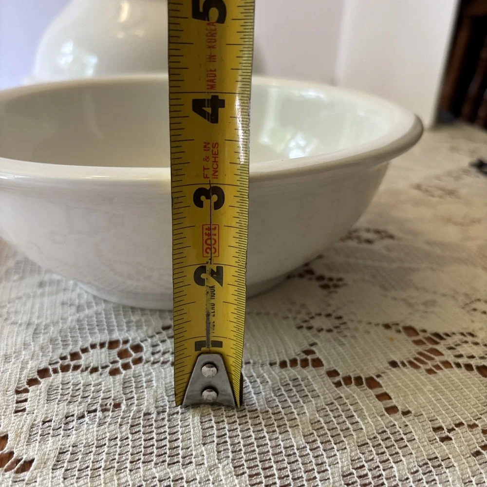 Pier 1 Imports White Glaze Nesting Mixing Bowls ~ Set of 4
